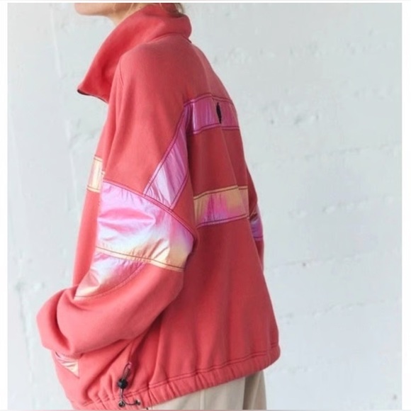 Free People Movement Oversized Away We Go Half Zip Pullover Sweatshirt Pink S128 - Picture 3 of 14